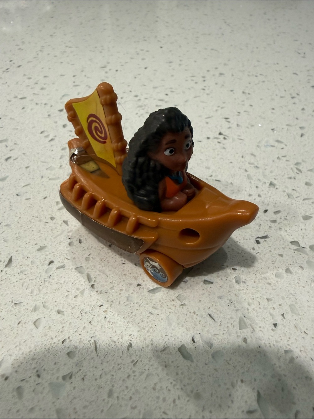 Disney Moana Orange Boat Toy with Brown-Haired Figure